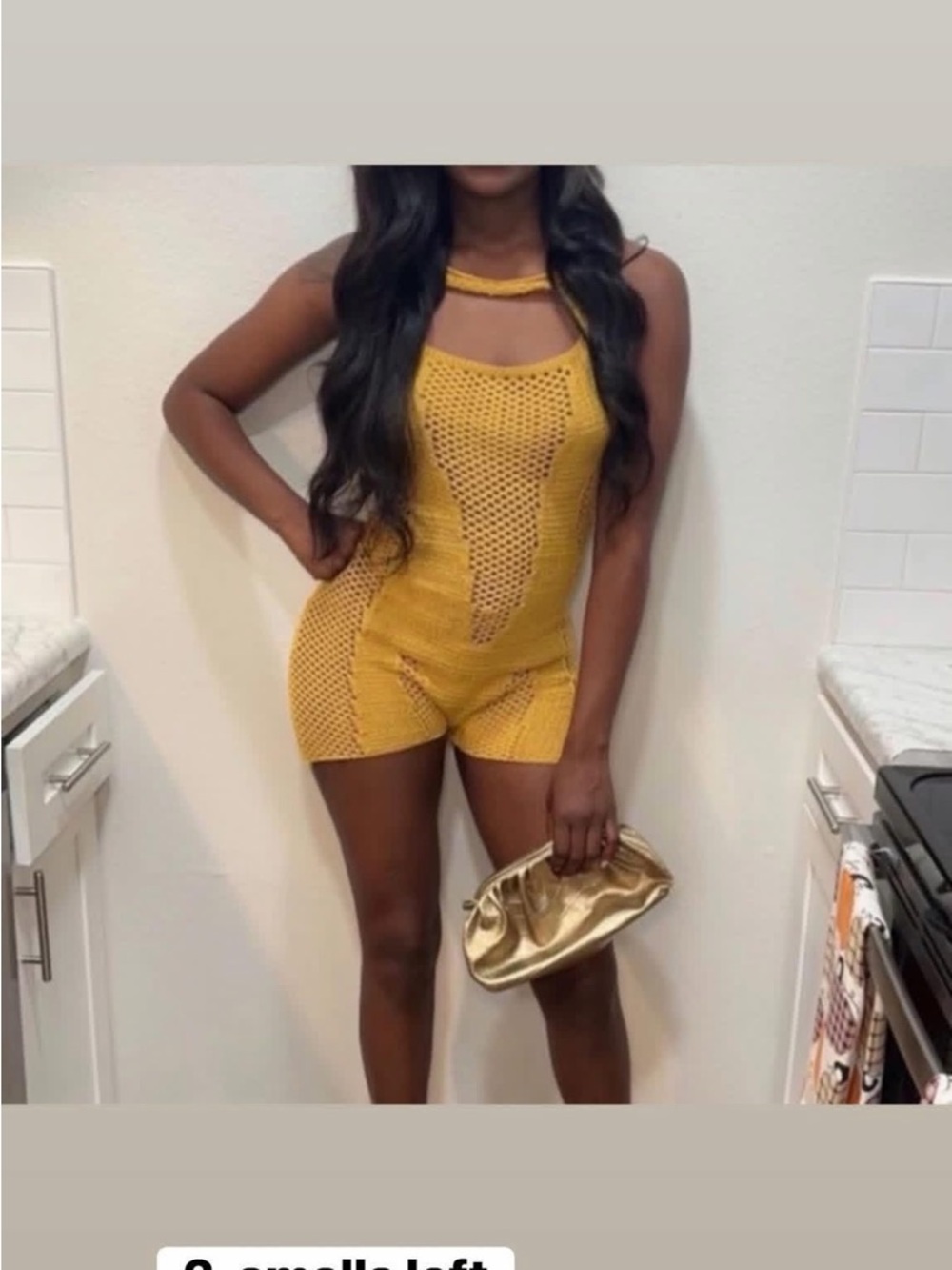 Yellow Crochet Knit Romper